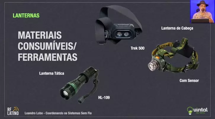 Curso de RF: Leandro Lobo mostrando equipamentos de sistemas sem fio